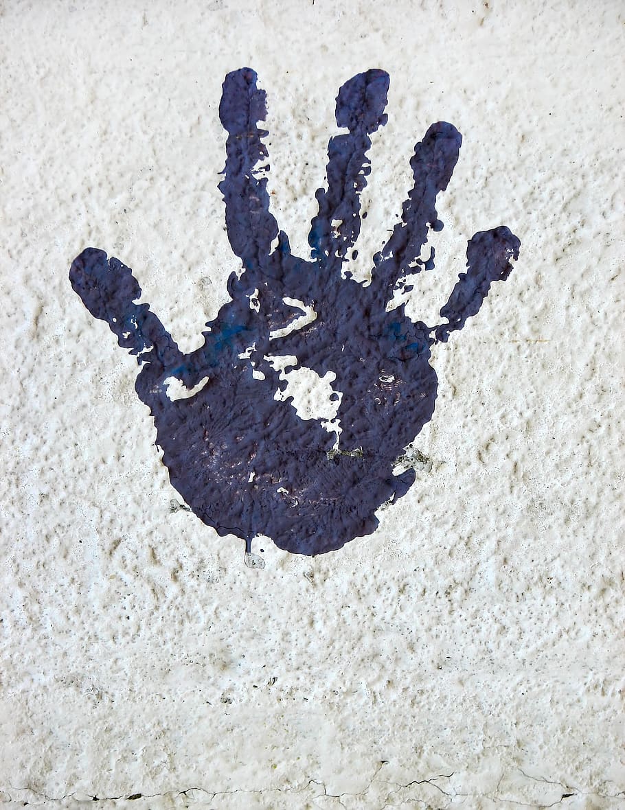 hand, reprint, handprint, color, finger, wall, child, wall - building feature, textured, close-up