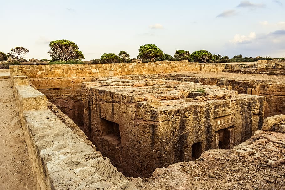 cyprus, paphos, tombs of the kings, archaeology, archaeological, historic, stone, ancient, unesco heritage site, landscape