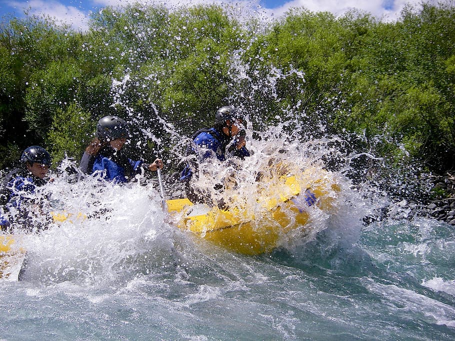 rafting, pucon, river, adventure, water, boat, nature, motion, splashing, group of people