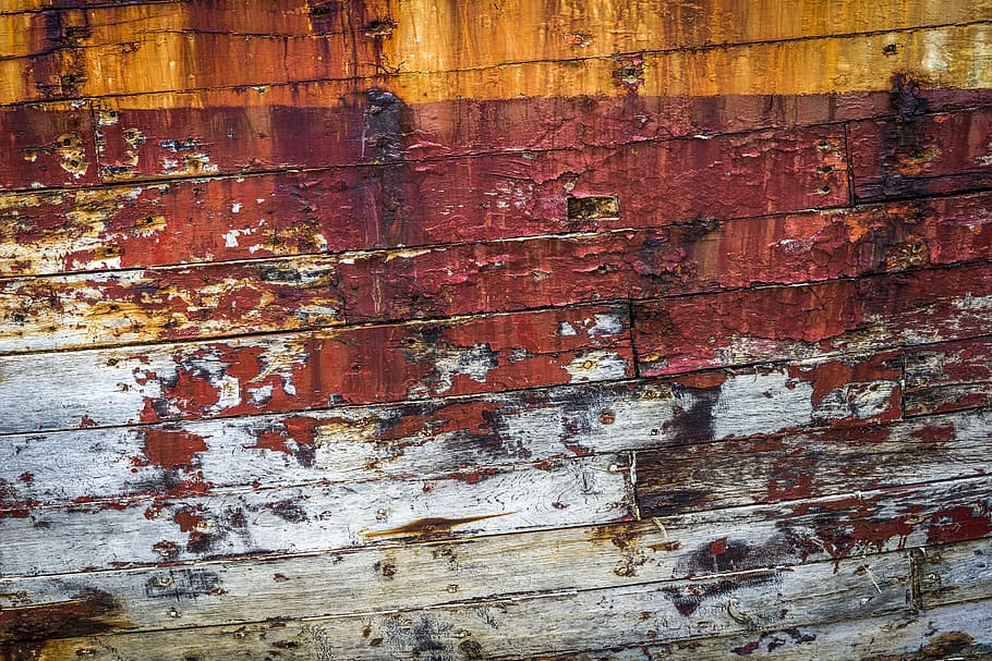 Textura, óxido, barco, casco, óxido de textura, casco del barco, pintura descascarada, barco viejo, madera, madera vieja