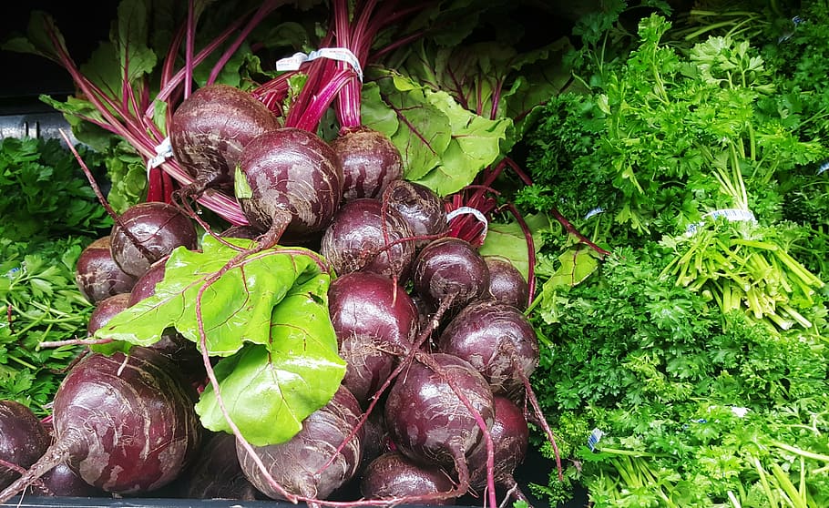 pile of beetroots, vegetables, beets, beetroot, parsley, greens, fresh, produce, nutrition, fresh vegetables