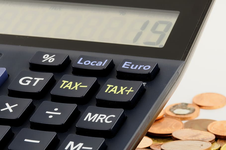 closeup, black, desktop calculator, euro, money, finance, piggy bank, save, cent, coins