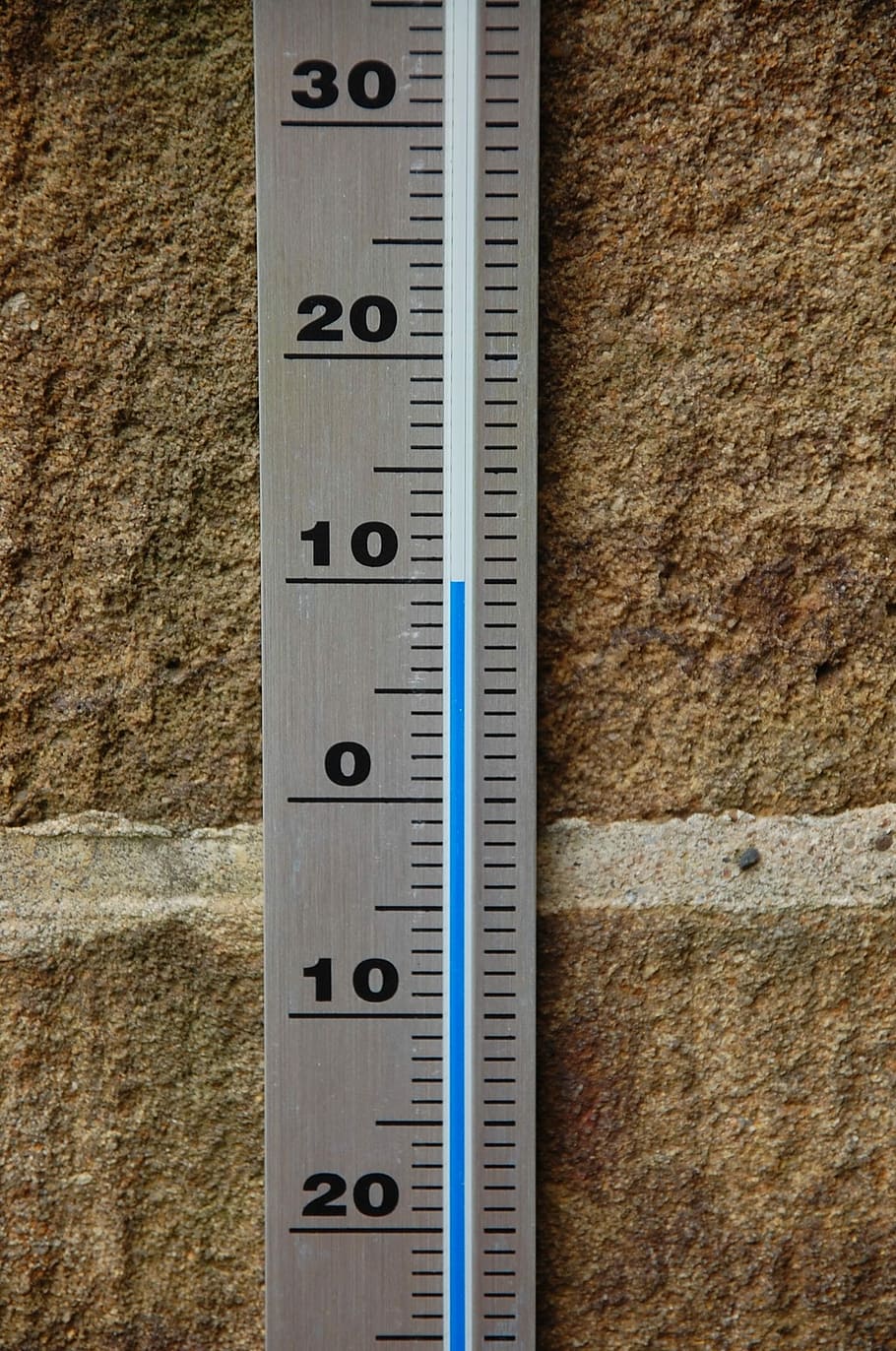 Termômetro, temperatura, escala, indicador de temperatura, dez, 10, instrumento de medição, precisão, régua, número