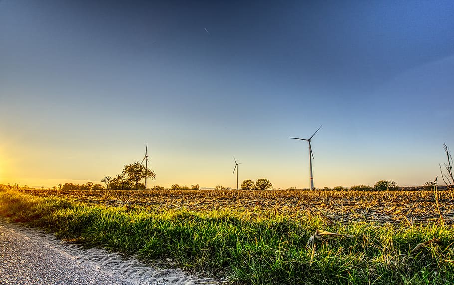 windräder, wind power, sunset, mood, energy, blue, environmental technology, rotor, current, turn