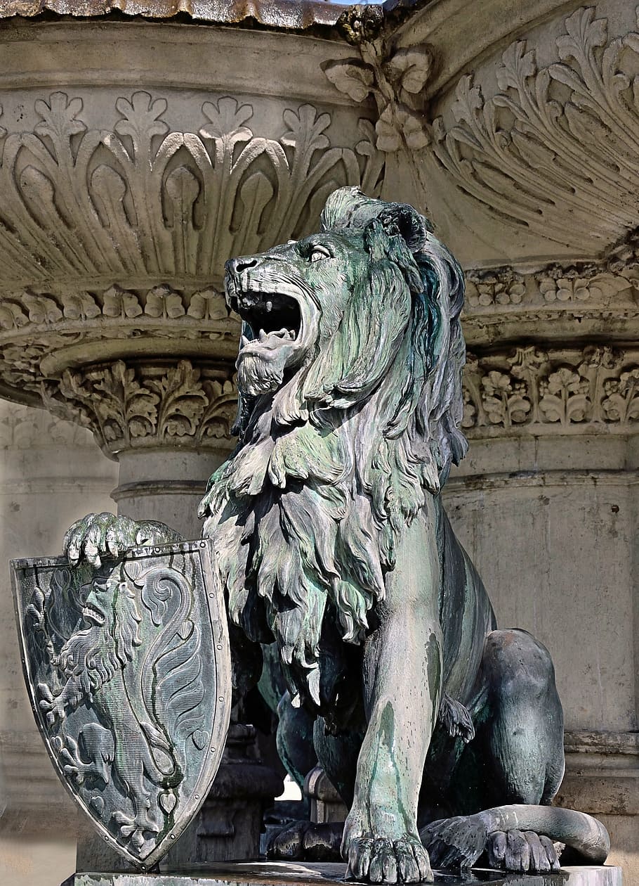 escultura, león, brunswick, fuente de henry, arte y artesanía, representación, representación animal, estatua, arquitectura, artesanía