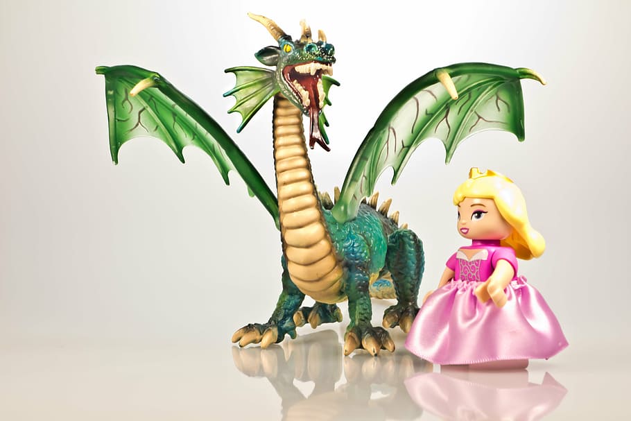 super, mario dragon, princess figurines, dragon, fairy tales, princess, fire-breathing dragon, mystical, dramatic, middle ages