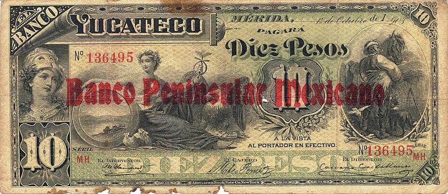 pesos, banknote, mexico, money, currency, note, finance, exchange, cash, old