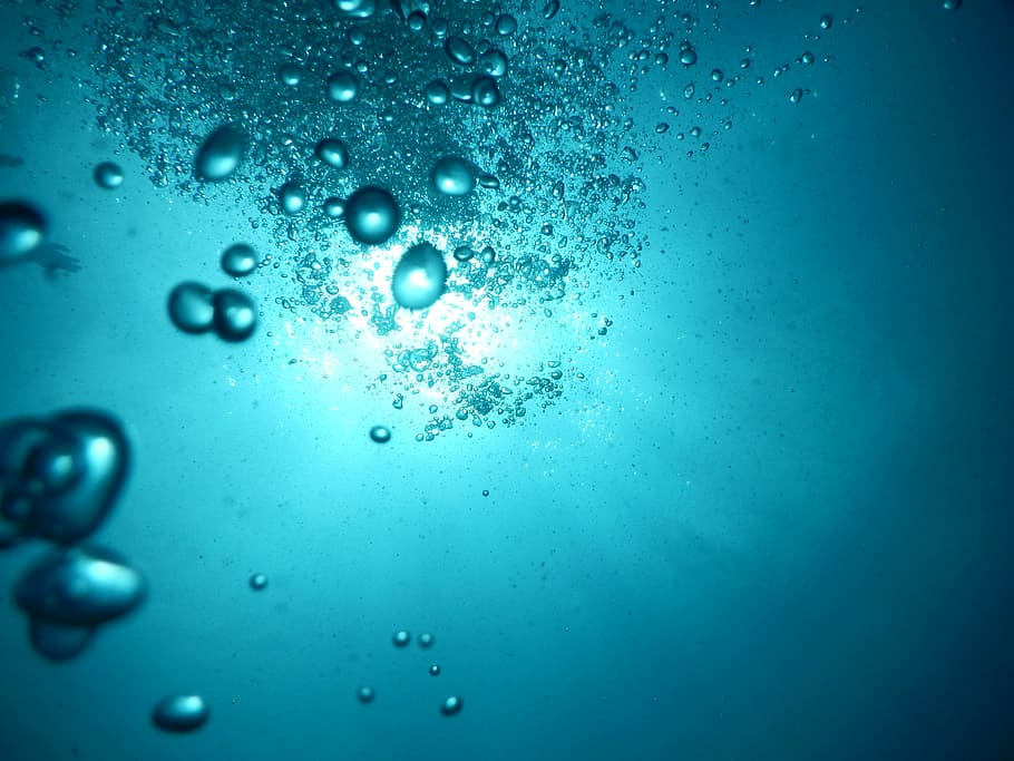 underwater, bubbles, sea, air bubbles, diving, water, holiday salt water, ocean, drop, liquid
