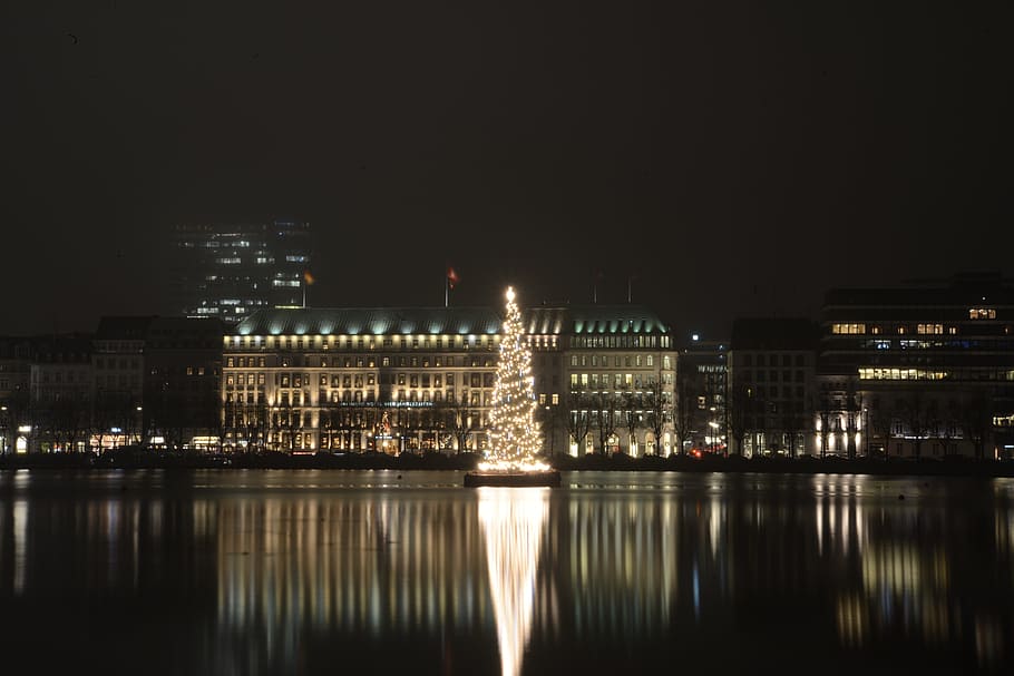 night, Alster, At Night, Hamburg, alster at night, christmas market, christmas, lights, hamburgisch, lighting