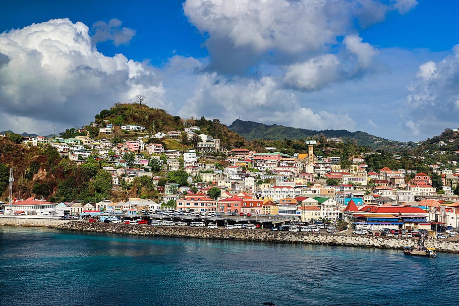 grenada, st, georges, caribbean, tropical, luxury, town, summer, vacation, harbour