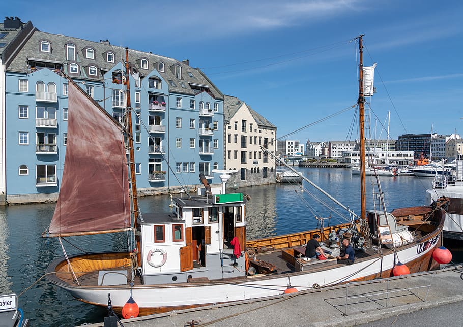 alesund, norway, harbor, boat, ålesund, water, architecture, outdoor, scandinavia, summer