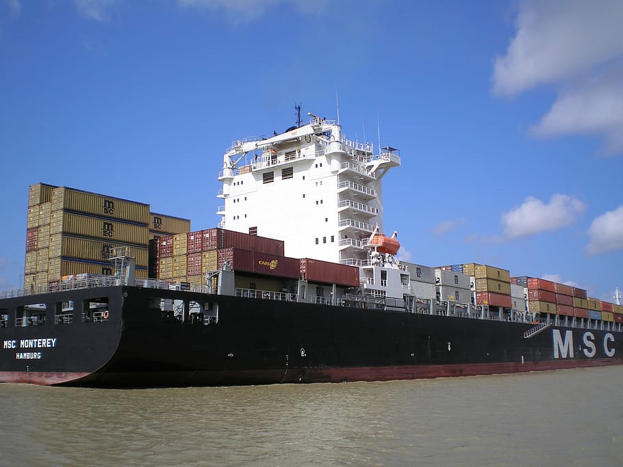 hitam, putih, kapal pesiar, kapal, kargo, kanal panama, kapal kargo, pengiriman, pengangkutan, maritim