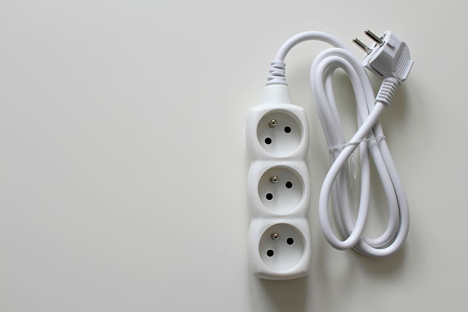 white power strip, Socket, Cable, Power Line, Electricity, energy, line, current, plug, power cable