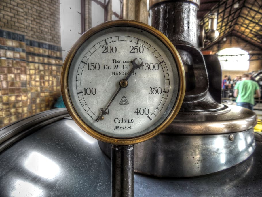 Thermometer, Gauge, Steam Boiler, close-up, day, indoors, factory, people,  number, metal | Pxfuel
