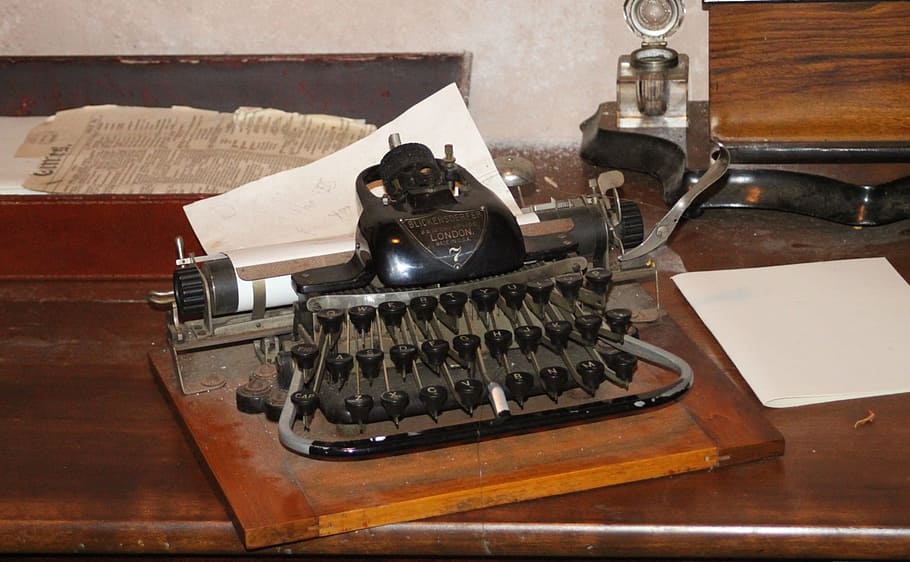 タイプライター, 古い, アンティーク, 懐かしさ, タイピング, 初期, オリジナル, タイプ, キーボード, オフィス