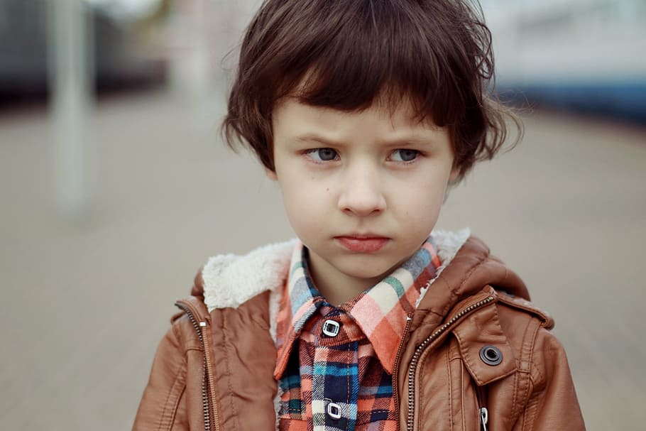 boy, brown, jacket, portrait of a boy, frowning, serious, person, childhood, baby, small child