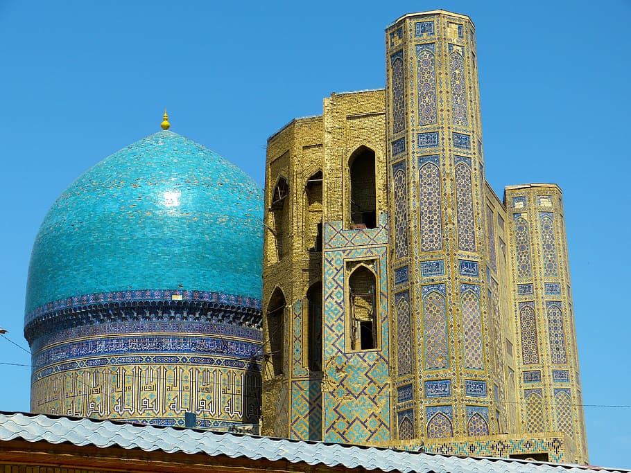 green, dome head building, bibi xanom, mosque, samarkand, uzbekistan, building, large, places of interest, mausoleum