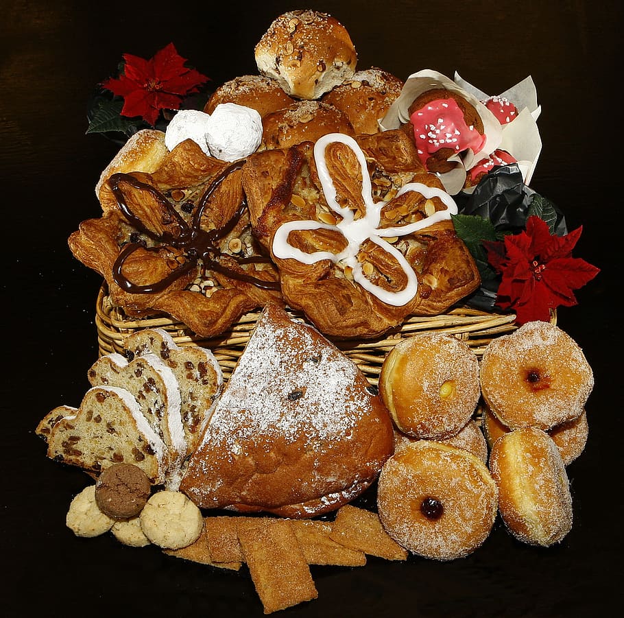 크리스마스 케이크, 혼합, 식사, 디스플레이, 음식, 단, 아름다운, 커피 액세서리, 구운, 케이크