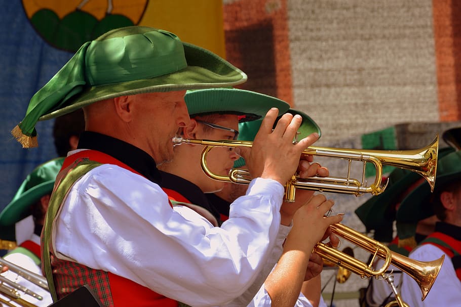 trumpet, music, band, music band, south tyrol, morals, tradition, tyrolean, musical instrument, arts culture and entertainment