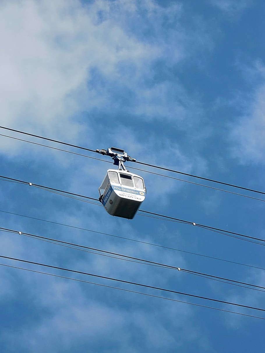Cable Car, Gondola, Transport, shuttle service, cable, connection, low angle view, sky, cloud - sky, power line
