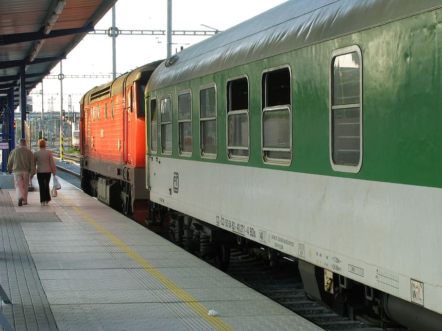 train, railway, departure, railway station, platform, czech republic, tabor, south bohemia, traffic, rail transportation
