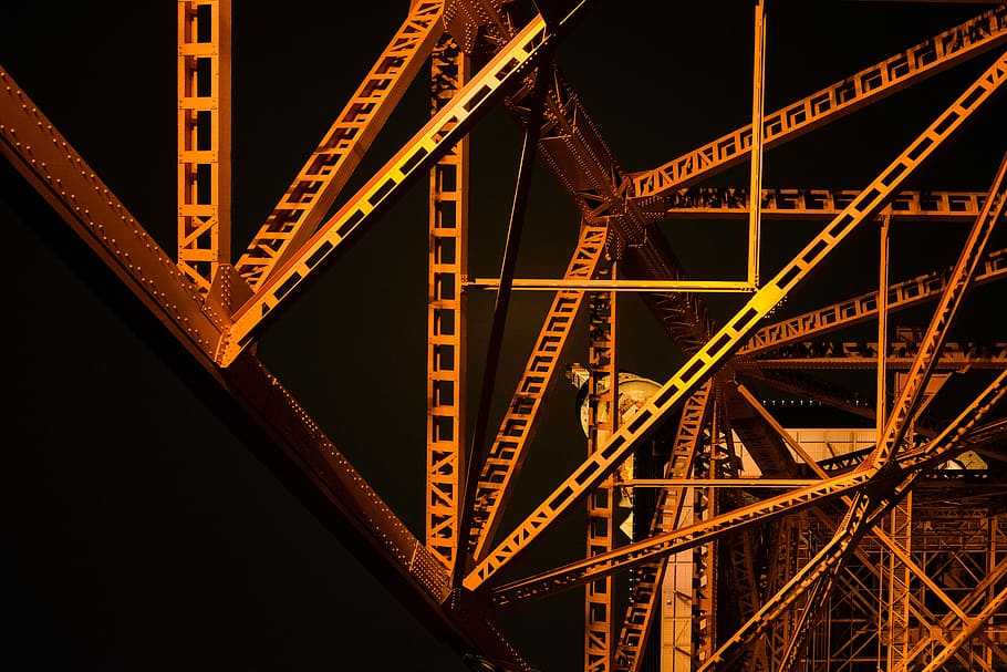 selective, focus photography, building, architecture, tower, steel, metal, structure, landmark, night