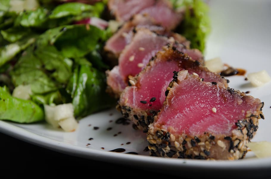 tuna, breaded, salad, dish, tasting, gourmet food, food, food and drink, ready-to-eat, freshness