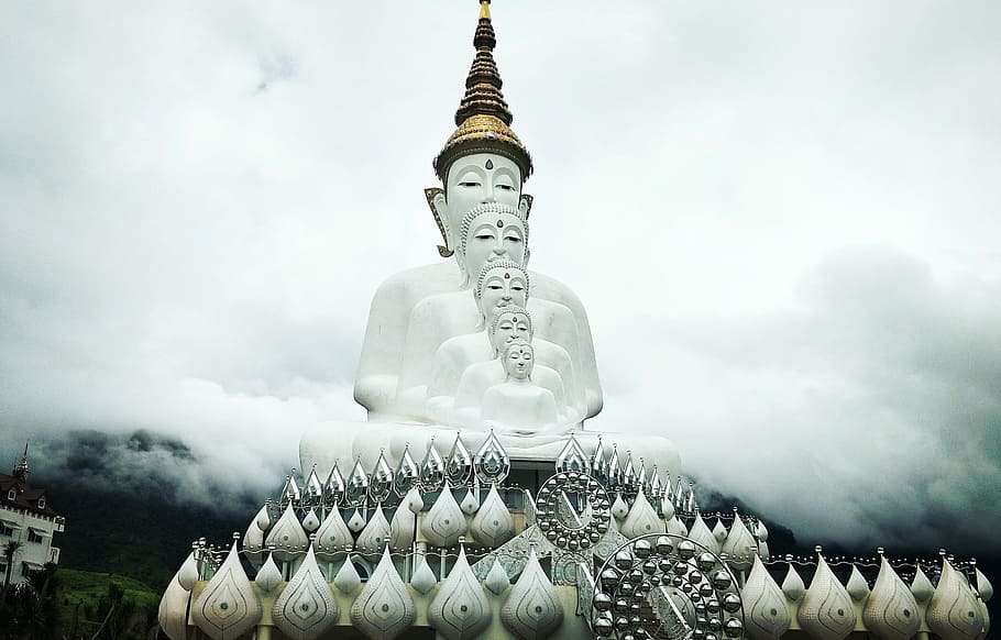 buddha, khao kho, thailand, fog, sky, พระ, cloud - sky, religion, architecture, spirituality