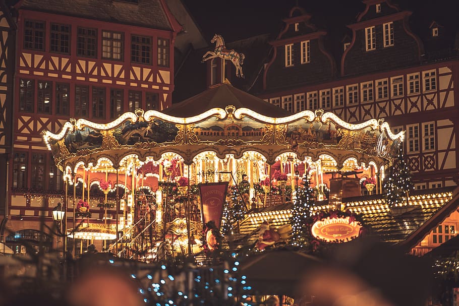 mercado de navidad, navidad, frankfurt, alemania, adviento, decoración, mercado, luces, luz, campana