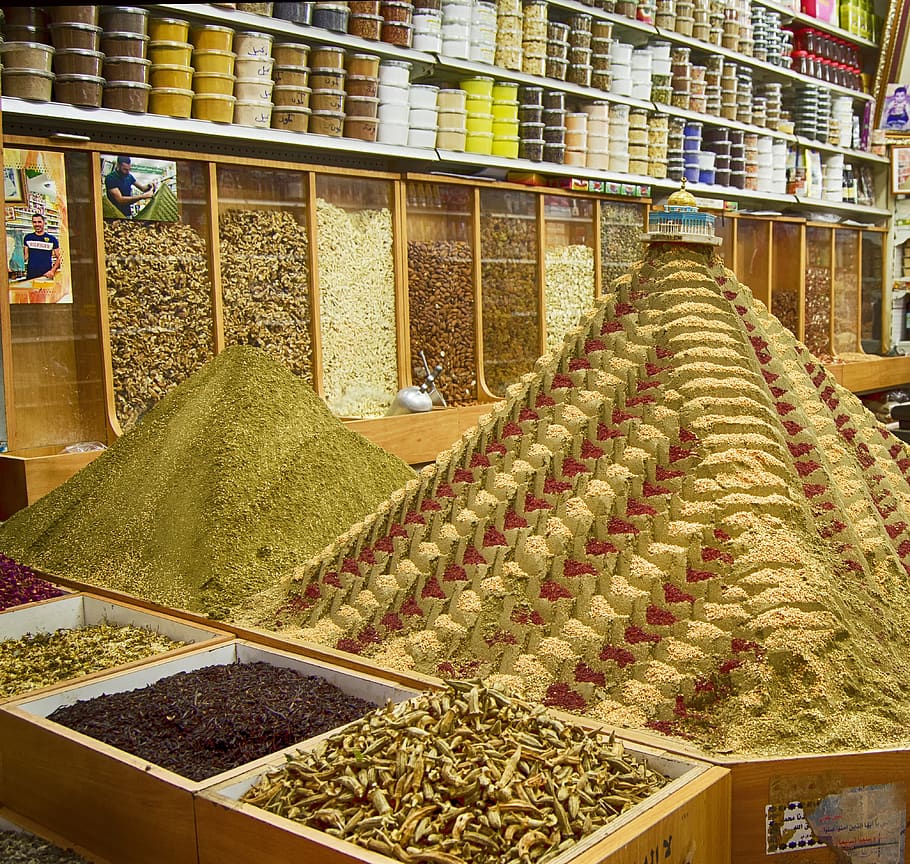 spices, dried okra, spice market, old city jerusalem, jerusalem, market, dried herbs, food, abundance, food and drink