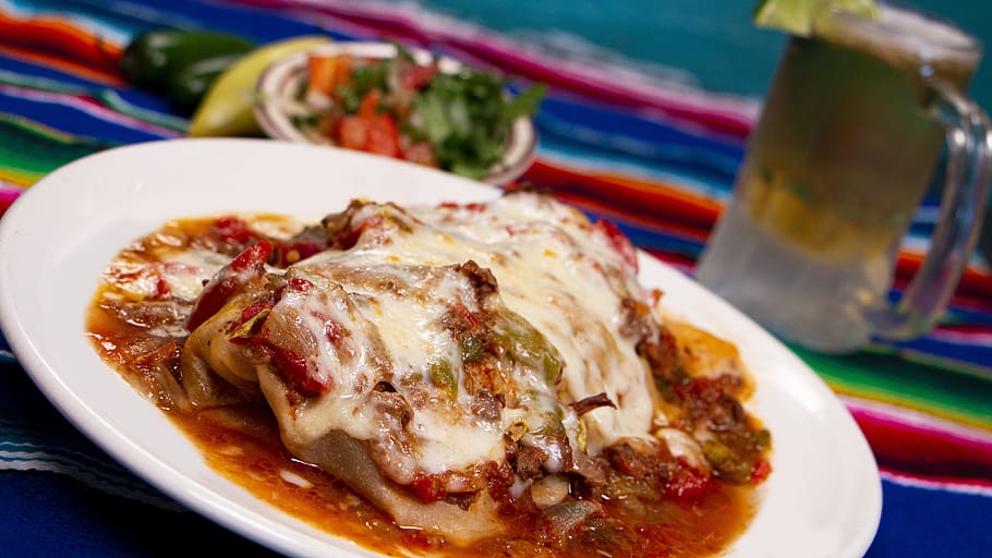 burrito, Meksiko, makanan, taco, masakan lezat, enak, makanan dan minuman, piring, siap makan, kesegaran