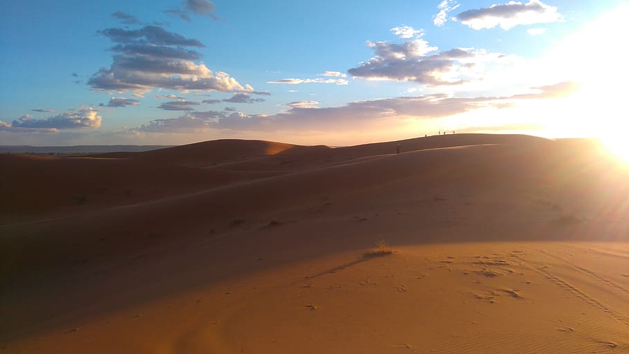 vast, desert, golden, hour, sun, sand, nature, sky, landscape, dune