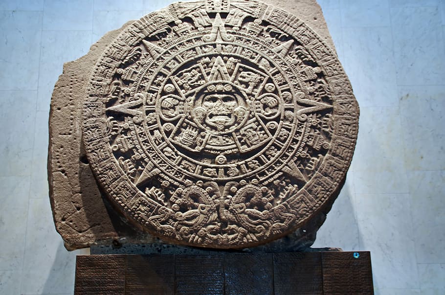 mexico, anthropological museum, Mexico, Anthropological Museum, mesoamerica, disk, solar, calendar, aztec, art, columbian