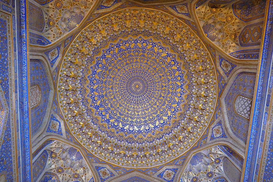 uzbekistan, samarkand, mosque, registan square, places of interest, central asia, tile, medrese, madrasa, space