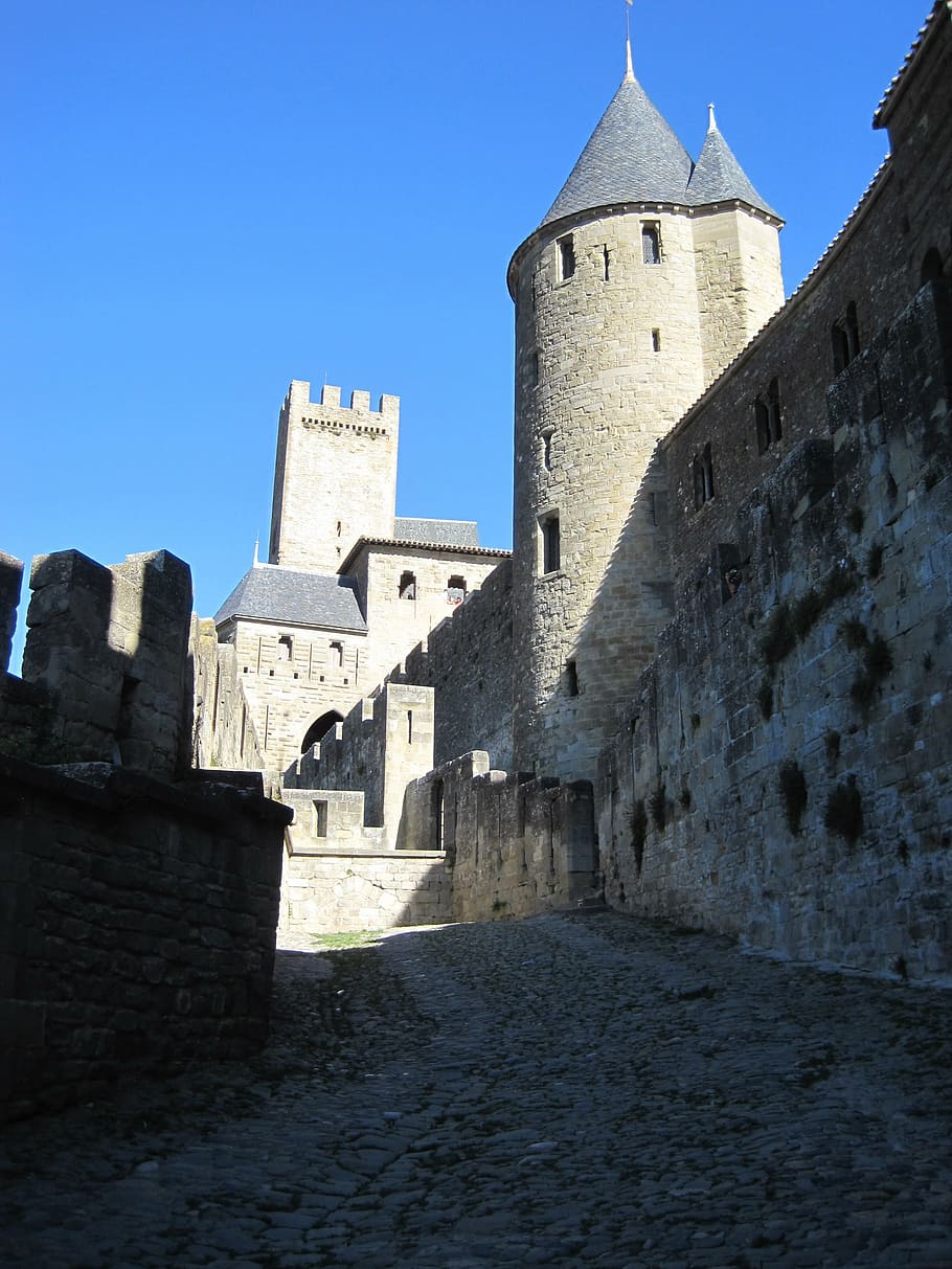 carcassonne, castle, forte, medieval castle, medieval, ramparts, france, built structure, architecture, history