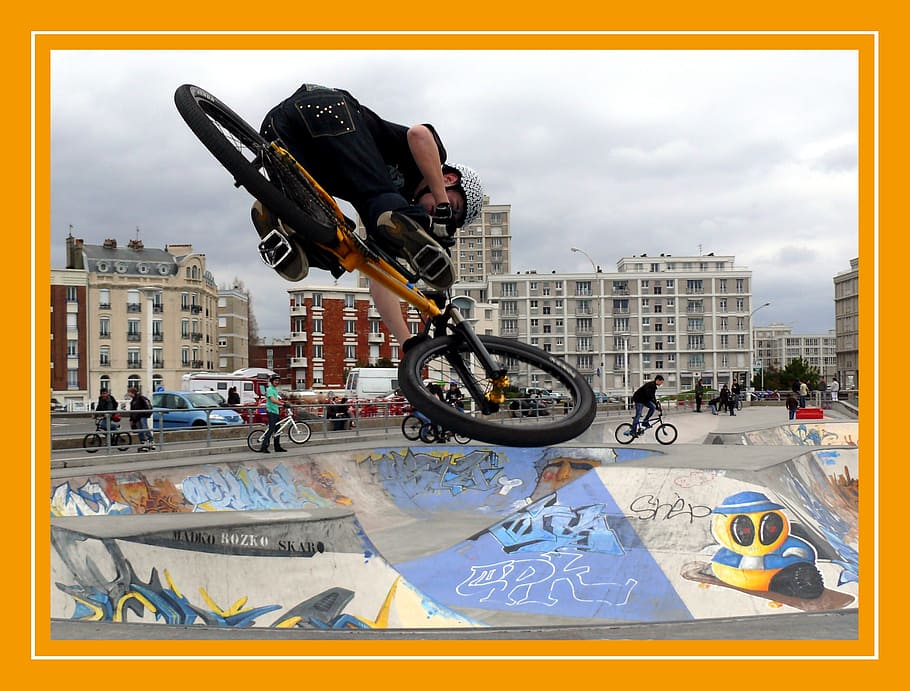 bmx, sport, bike, harbour, skate park, architecture, city, building, facade, modern