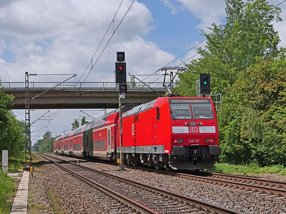 regional-express, double decker, main line, railway, schubzug, electric locomotive, br146, br 146, regional traffic, regional train
