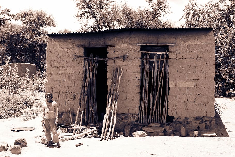 モザンビーク, 貧困, 貧しい, あばら屋, アフリカ人, 黒, アフリカ, 文化, 悲惨さ, 冬