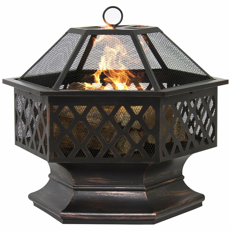 best outdoor fire pits, outdoor fire pits review, outdoor fire pits for sale, indoors, heat - temperature, flame, burning, white background, fire, metal