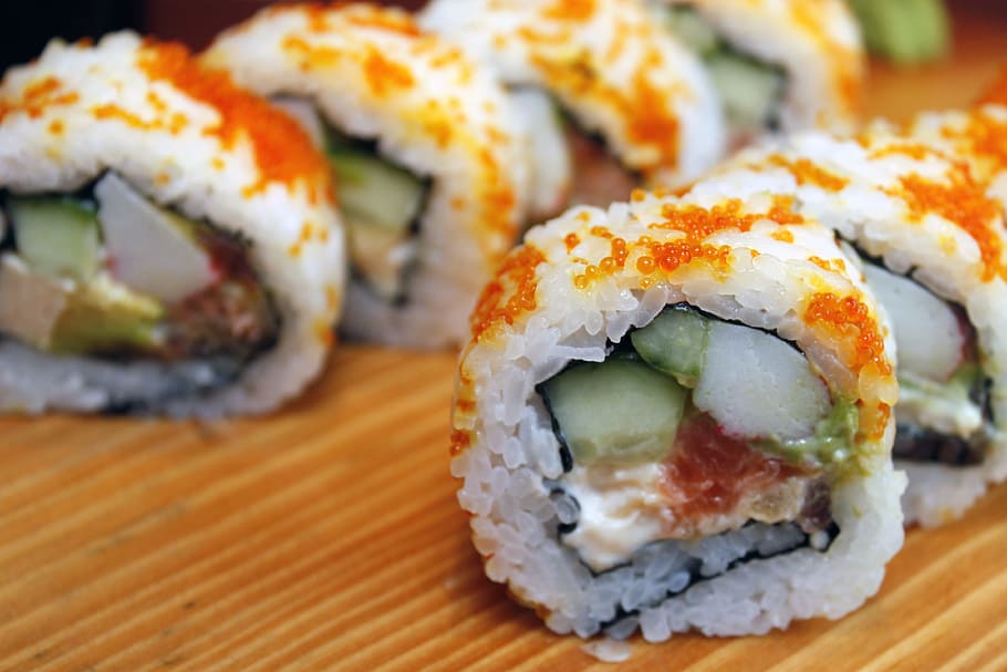 gulungan shushi, shushi, gulungan, sushi, Jepang, lezat, Asia, makanan, enak, makanan Jepang