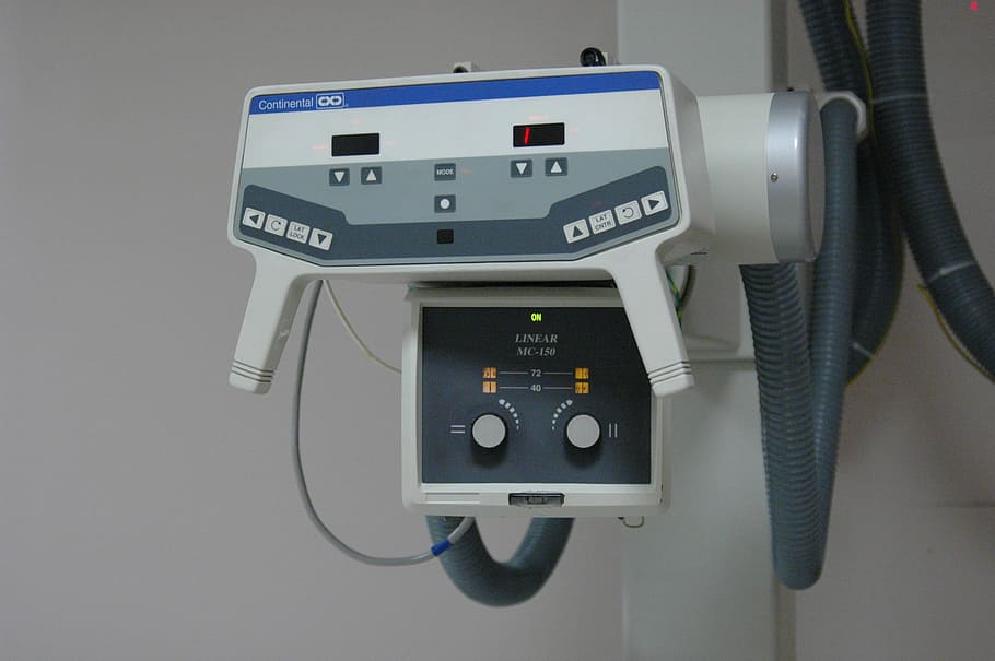 white, blue, corded, digital, device, x-ray machine, x-ray, medical, technology, equipment