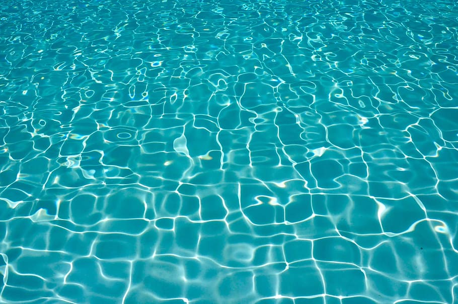 foto, kosong, hijau, ubin, berenang, kolam renang, air, berkilauan, biru, refleks