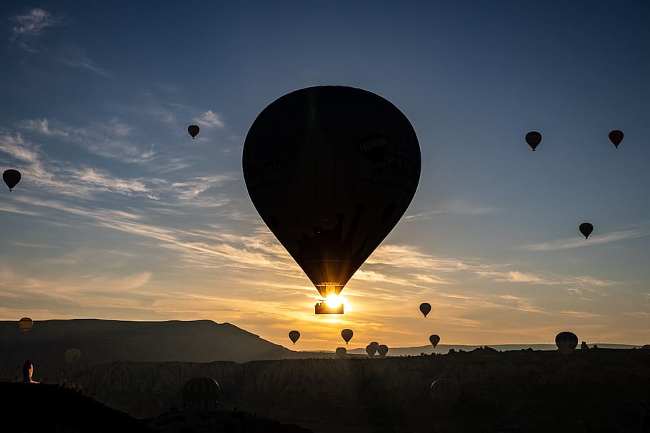 hot air balloon, cappadocia, turkey, balloon, dawn, sunrise, landscape, travel, tourism, ballooning