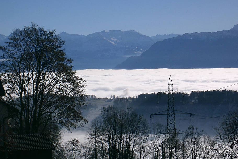 Zurique, Oberland, Suíça, mar de neblina, inverno, natureza, paisagem, paisagens, neve, montanha