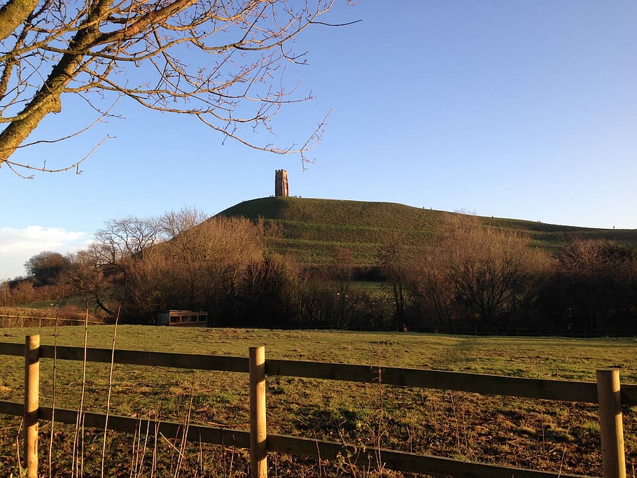Glastonbury Tor, Tower, Uk, Somerset, england, afternoon, st michael's church, ruined, abbey, medieval