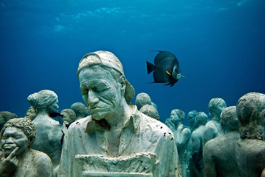 sculpture, mar, sea, underwater, animal, sea life, water, undersea, animal themes, animal wildlife