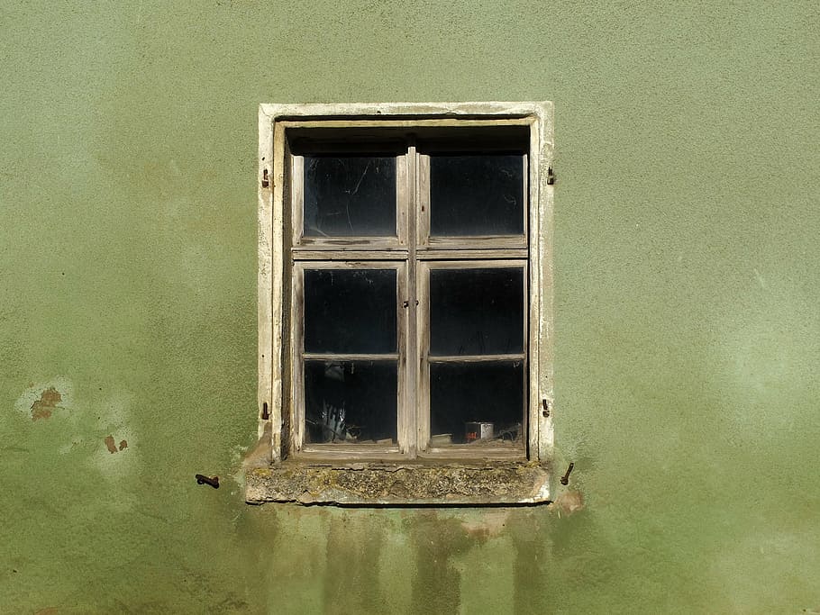 窓, 古い窓, 壁, 古い, ファサード, 風化, 汚い, 分割, 木材-素材, 建築