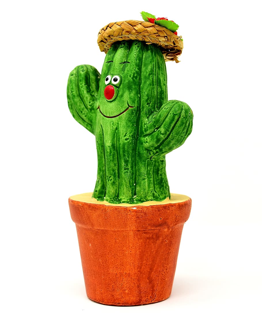 cactus plant decor, white, surface, cactus, figure, funny, fun, cute, deco, decoration