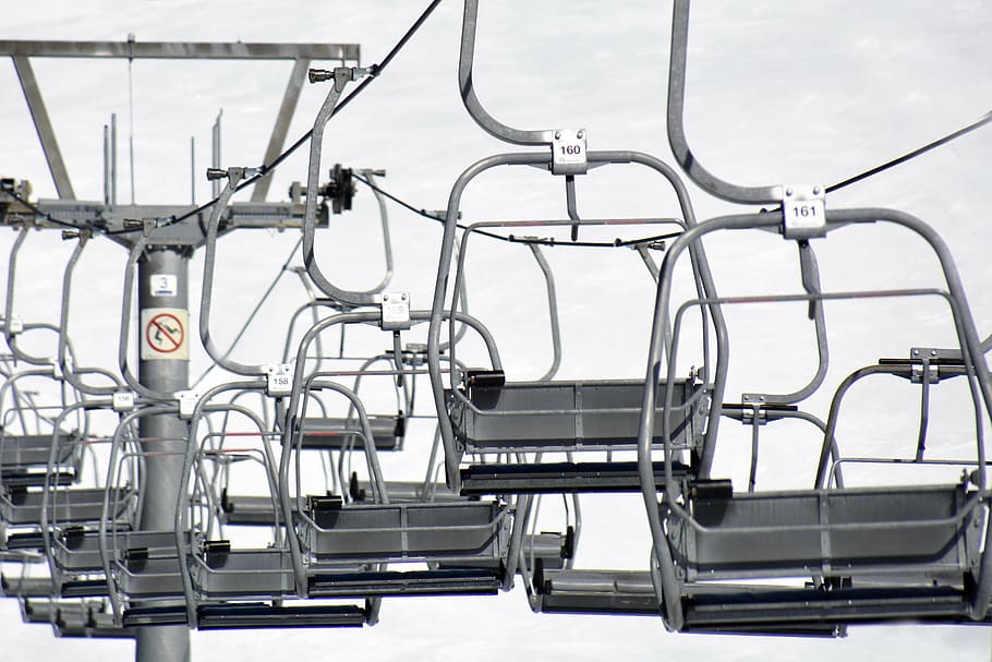 black, snow cable cars, chairlift, means of transport, go up, sit, winter, skiing, seat, drive