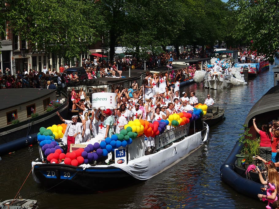 Gay Pride Amsterdam Boat Prinsengracht Netherlands Holland Homo Lifestyle Homosexuality